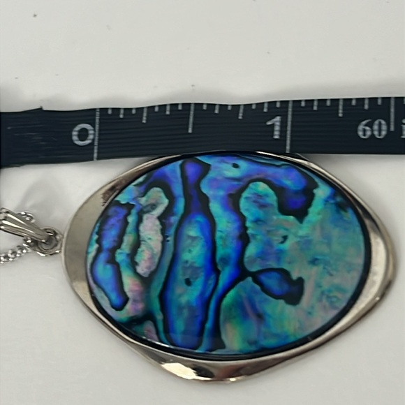 Ariki Paua Shell Palladium Plate Necklace & Pendant from New Zealand - Picture 6 of 9